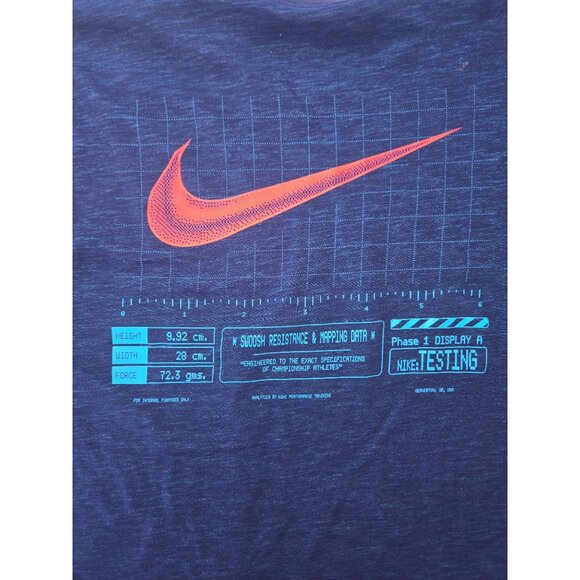 Nike Mens Dri-Fit Long-Sleeve Tee Shirt Large Blue - Red Swoosh Logo & Pocket - Picture 6 of 8